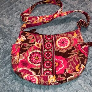 Vera Bradley Pink and Brown Floral Shoulder Bag